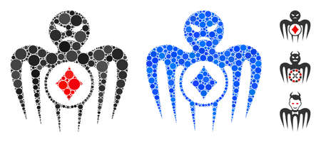 Gambling spectre monster composition of filled circles in different sizes and color tones, based on gambling spectre monster icon. Vector circle elements are organized into blue composition.のイラスト素材