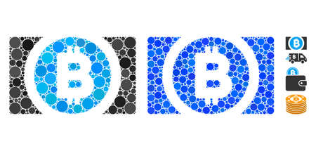 Bitcoin cash composition of small circles in various sizes and color hues, based on Bitcoin cash icon. Vector small circles are composed into blue mosaic.のイラスト素材