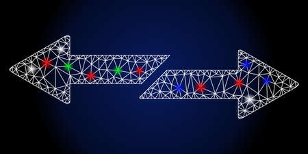 Flare white mesh exchange arrows with glare effect. Abstract illuminated model of exchange arrows....
