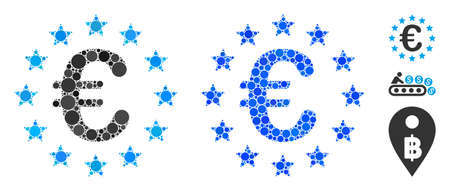 European union composition of circle elements in different sizes and color tints, based on European union icon. Vector circle elements are united into blue illustration.のイラスト素材