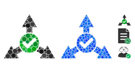 Valid directions composition of filled circles in different sizes and color hues, based on valid directions icon. Vector filled circles are organized into blue composition.のイラスト素材