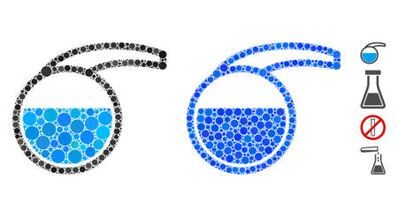 Special retort mosaic of circle elements in different sizes and color tinges, based on special retort icon. Vector circle elements are composed into blue illustration.のイラスト素材