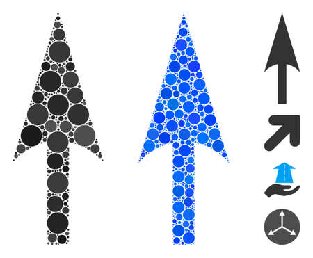Arrow axis y composition of circle elements in variable sizes and shades, based on arrow axis y...