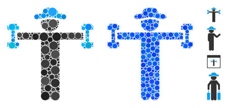 Gentleman fitness mosaic of round dots in variable sizes and color hues, based on gentleman fitness icon. Vector round dots are united into blue illustration.のイラスト素材