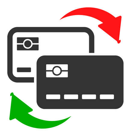 Banking card exchange vector icon. Flat Banking card exchange symbol is isolated on a white background.のイラスト素材