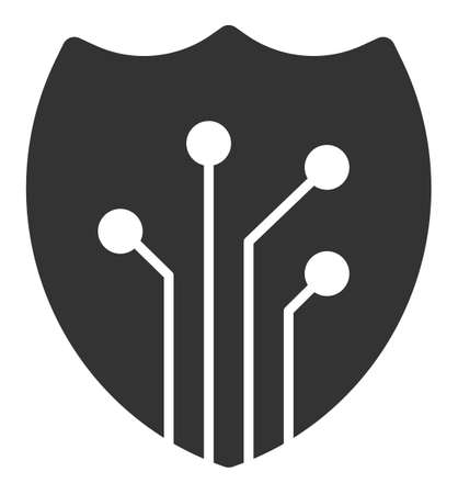 Electronic shield vector icon. Flat Electronic shield symbol is isolated on a white background.のイラスト素材