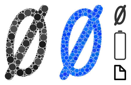 Nope mosaic of spheric dots in various sizes and color tints, based on nope icon. Vector small circles are composed into blue mosaic. Dotted nope icon in usual and blue versions.のイラスト素材