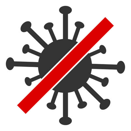 Raster no coronavirus flat icon. Raster pictogram style is a flat symbol no coronavirus icon on a white background.の写真素材