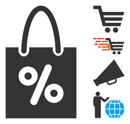 Shopping discount icon. Illustration contains vector flat shopping discount iconic symbol isolated on a white background, and bonus icons.のイラスト素材