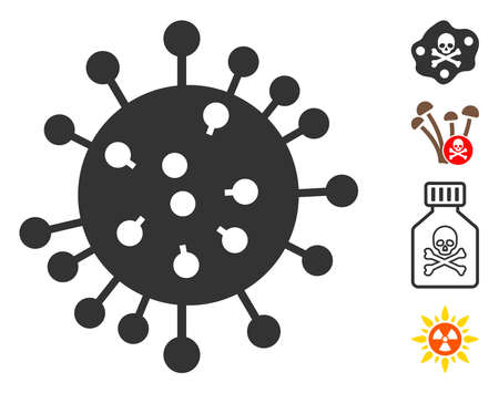 SARS virus icon. Illustration contains vector flat SARS virus pictograph isolated on a white background, and bonus icons.のイラスト素材