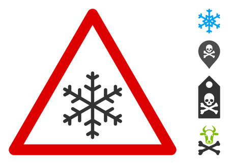 Snow warning icon. Illustration contains vector flat snow warning pictograph isolated on a white background, and bonus icons.のイラスト素材