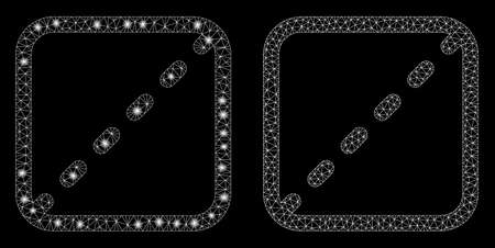 Flare mesh shares with lightspot effect. Abstract illuminated model of shares icon. Shiny wire frame polygonal mesh shares icon. Vector abstraction on a black background.のイラスト素材
