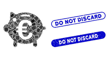 Mosaic Euro piggy bank and corroded stamp watermarks with Do Not ...