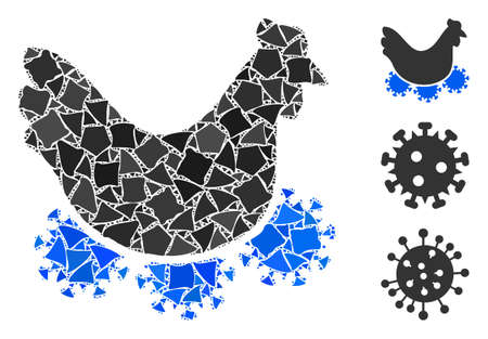 Glossy white mesh chicken virus with sparkle effect. Abstract illuminated model of chicken virus. Shiny wire frame polygonal mesh chicken virus icon on a black background.のイラスト素材