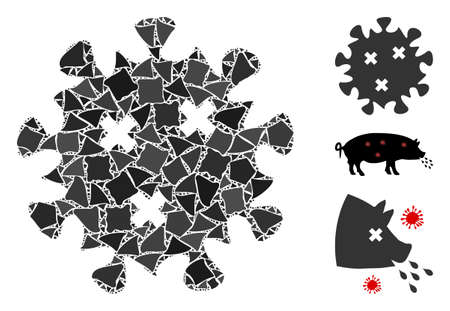 Flare white mesh infection virus with glow effect. Abstract illuminated model of infection virus. Shiny wire frame triangular mesh infection virus icon on a black background.のイラスト素材