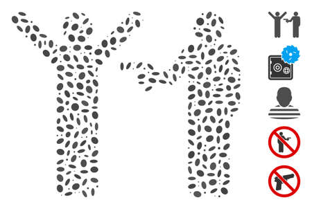 Dotted Mosaic based on crime robbery. Mosaic vector crime robbery is composed with randomized oval elements.のイラスト素材