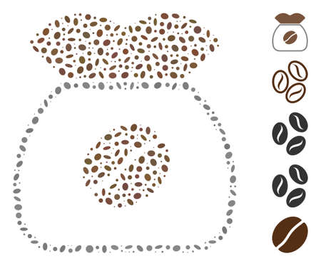 Dot Mosaic based on coffee beans. Mosaic vector coffee beans is designed with randomized oval dots.のイラスト素材