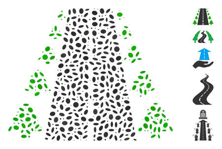 Dotted Mosaic based on straight road alley. Mosaic vector straight road alley is formed with randomized oval spots.のイラスト素材