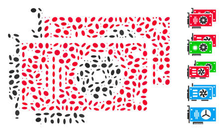 Dotted Mosaic based on graphic accelerator cards. Mosaic vector graphic accelerator cards is created with scattered oval items.のイラスト素材
