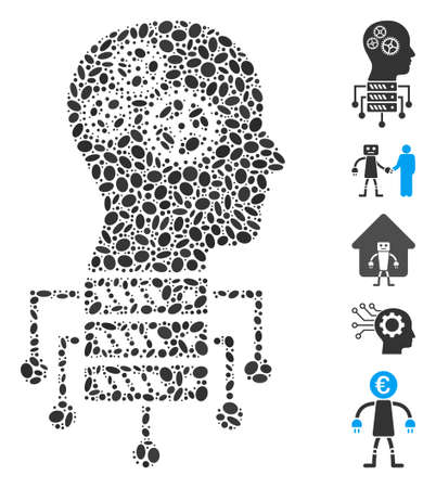 Dot Mosaic based on cyborg server node. Mosaic vector cyborg server node is formed with random oval items.のイラスト素材