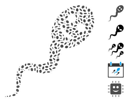 Dotted Mosaic based on happy spermatozoon. Mosaic vector happy spermatozoon is formed with scattered ellipse spots.のイラスト素材