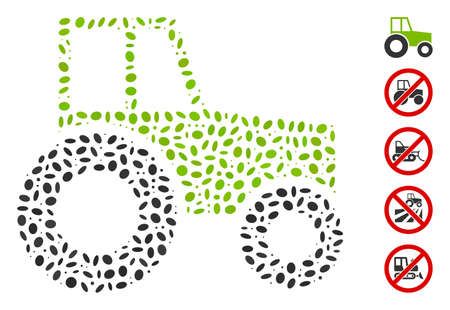 Dot Mosaic based on wheeled tractor. Mosaic vector wheeled tractor is created with scattered oval spots.のイラスト素材