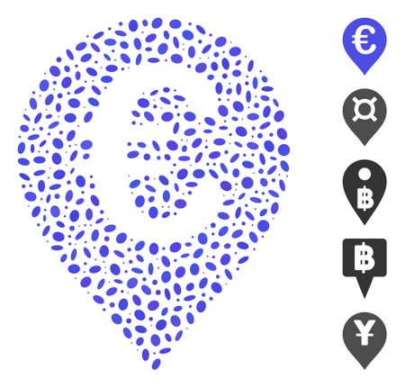 Dotted Mosaic based on Euro map marker. Mosaic vector Euro map marker is designed with random oval dots.のイラスト素材