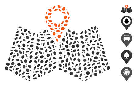 Dot Mosaic based on map marker. Mosaic vector map marker is designed with random oval items.のイラスト素材