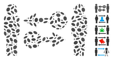 Dotted Mosaic based on emotion exchange people. Mosaic vector emotion exchange people is created with scattered oval dots. Bonus icons are added.のイラスト素材