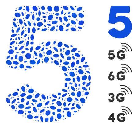 Dotted Mosaic based on 5 digit. Mosaic vector 5 digit is designed with random oval spots. Bonus...