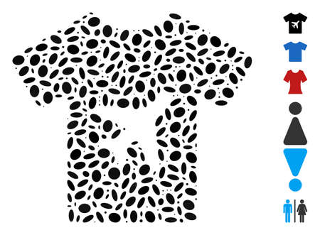 Dot Mosaic based on man T-shirt. Mosaic vector man T-shirt is created with randomized elliptic elements. Bonus icons are added.のイラスト素材