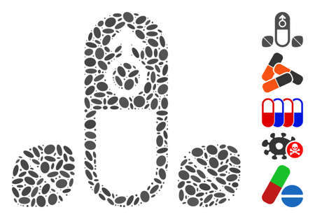 Dot Mosaic based on penis potency tablets. Mosaic vector penis potency tablets is composed with random ellipse elements. Bonus icons are added.のイラスト素材