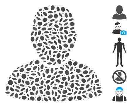 Dot Mosaic based on user. Mosaic vector user is composed with scattered oval elements. Bonus icons are added.のイラスト素材