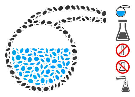 Dot Mosaic based on special retort. Mosaic vector special retort is formed with scattered ellipse dots. Bonus icons are added.のイラスト素材