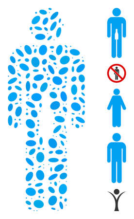 Dot Mosaic based on man. Mosaic vector man is composed with random elliptic spots. Bonus icons are added.のイラスト素材