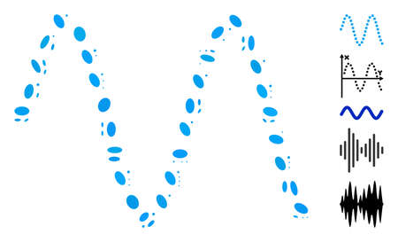 Dotted Mosaic based on sinusoid. Mosaic vector sinusoid is created with random ellipse dots. Bonus...