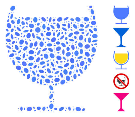 Dot Mosaic based on alcohol glass. Mosaic vector alcohol glass is designed with scattered ellipse items. Bonus icons are added.のイラスト素材