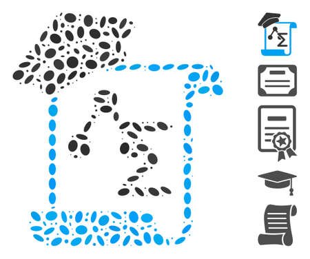 Dotted Mosaic based on knowledge manuscript. Mosaic vector knowledge manuscript is designed with random ellipse spots. Bonus icons are added.のイラスト素材