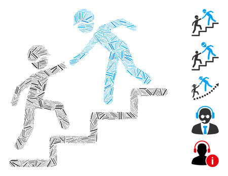 Line Mosaic based on builder business help icon. Mosaic vector builder business help is created with...
