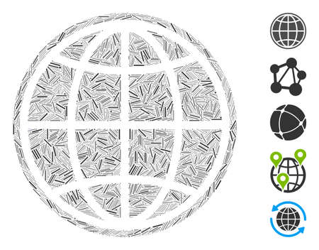 Hatch Mosaic based on internet icon. Mosaic vector internet is composed with scattered hatch dots. Bonus icons are added.のイラスト素材