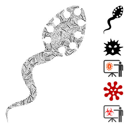 Hatch Mosaic based on infectious icon. Mosaic vector infectious is formed with scattered hatch elements. Bonus icons are added.のイラスト素材