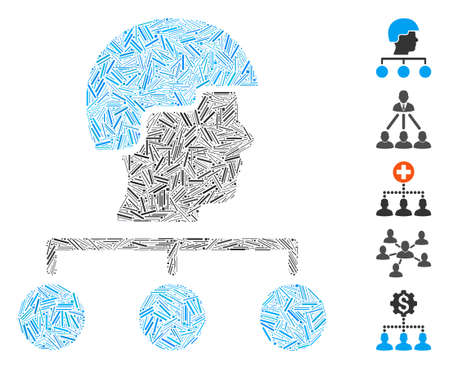 Hatch Collage based on builder management links icon. Mosaic vector builder management links is designed with random hatch elements. Bonus icons are added.のイラスト素材