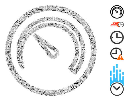 Hatch Mosaic based on speedometer icon. Mosaic vector speedometer is composed with scattered hatch items. Bonus icons are added.のイラスト素材