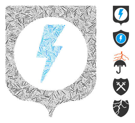 Dash Mosaic based on electric protection icon. Mosaic vector electric protection is designed with scattered dash spots. Bonus icons are added.のイラスト素材