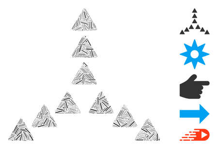 Hatch Mosaic based on outside direction triangles icon. Mosaic vector outside direction triangles is...