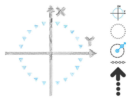 Hatch Mosaic based on dotted circle plot icon. Mosaic vector dotted circle plot is composed with random hatch elements. Bonus icons are added.のイラスト素材