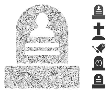 Line Mosaic based on RIP monument icon. Mosaic vector RIP monument is designed with randomized line elements. Bonus icons are added.のイラスト素材