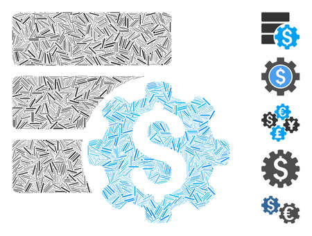 Dash Mosaic based on bank database options icon. Mosaic vector bank database options is designed with scattered dash spots. Bonus icons are added.のイラスト素材