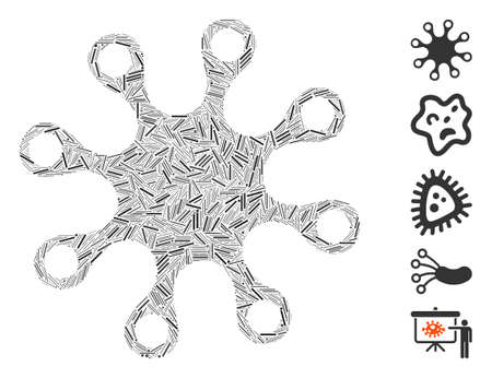 Line Mosaic based on axenic icon. Mosaic vector axenic is designed with scattered line dots. Bonus icons are added.のイラスト素材