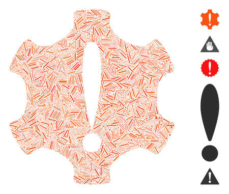 Hatch Mosaic based on danger icon. Mosaic vector danger is designed with random hatch elements. Bonus icons are added.のイラスト素材